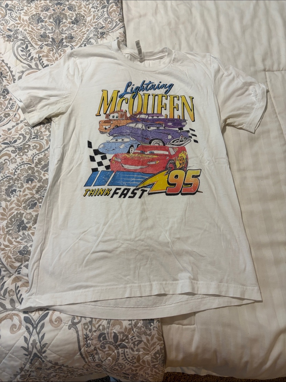 Bella Canvas White Disney Lightning McQueen '95 Graphic Tee